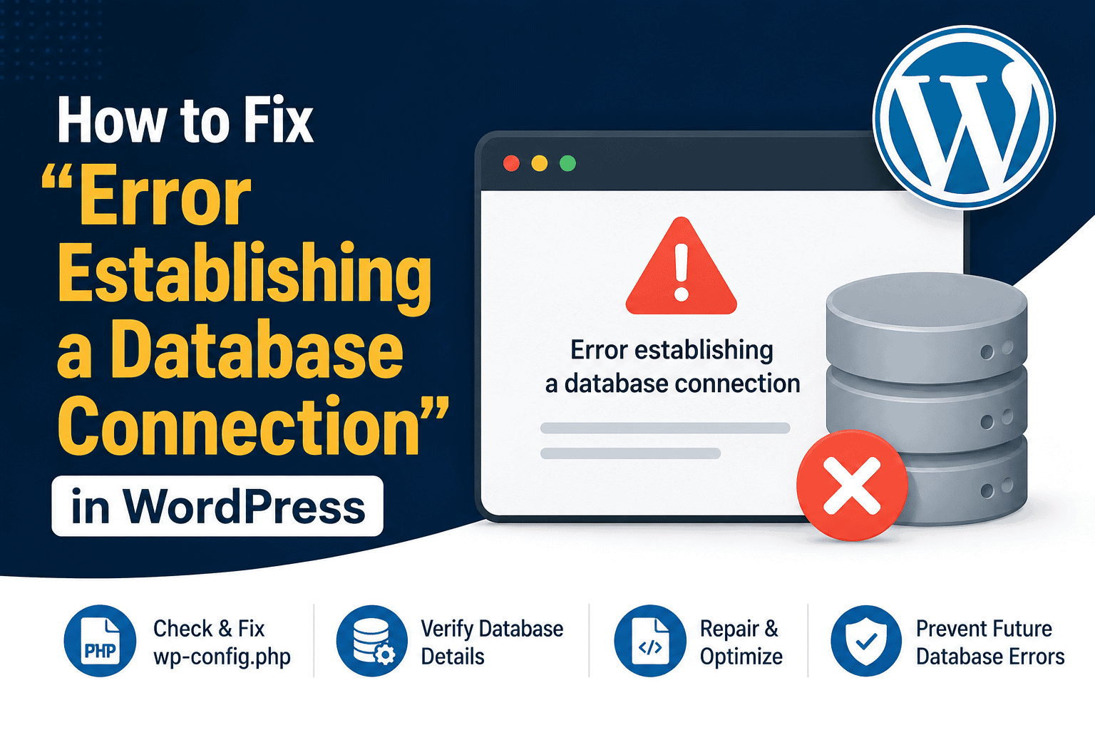 How to Fix “Error Establishing a Database Connection” in WordPress Fix Error Establishing Database Connection issues